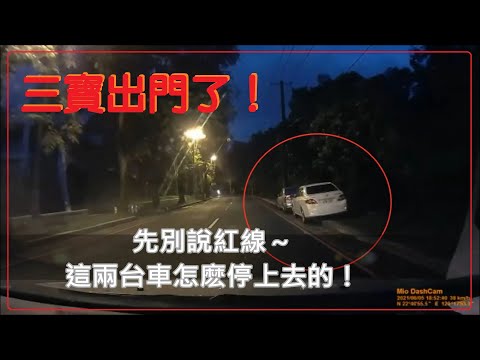 三寶出門了！先別說紅線～這兩台車怎麽停上去的！
