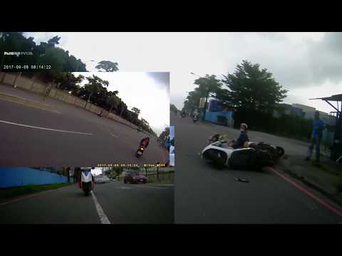 0814機車未保持安全車距追撞成一團..非常慢速度