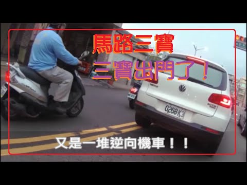 三寶出門了！路上竟然出現黑貓！明鳳路口又是一堆逆向機車！
