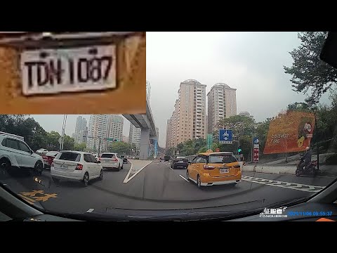 【TDN-1087】計程車號變換車道未依規定使用方向燈