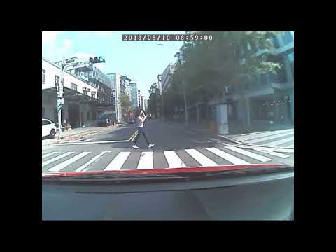 三寶闖紅燈過馬路 讓她先走 她還優雅地滑手機