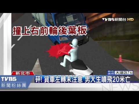 備份TVBS砰! 貨車左轉未注意 男大生噴飛20米亡